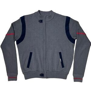 Geiger Men's Wool Bomber Jacket Vintage Grey Navy sz 52 EU or M / 42 US